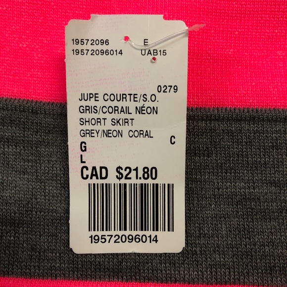 Forever 21 Striped Grey Neon Pink Skirt - Picture 2 of 6